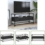 Szafki RTV - Living Store szafka pod telewizor ze szklanym blatem czarna 98x35x51 cm materiał drewnopochodny - miniaturka - grafika 1