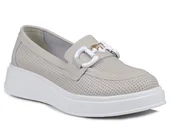 Półbuty damskie - Półbuty damskie skórzane wsuwane na platformie beżowe S.BARSKI LR720-39 - miniaturka - grafika 1