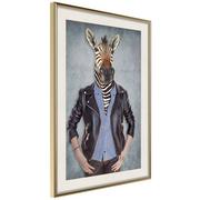 Plakaty - Plakat - Zwierzęce alter ego: Zebra (rozmiar 40x60, wykończenie Rama złota z passe-partout) - miniaturka - grafika 1