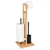 Stojaki i wieszaki na papier toaletowy - Bambusowy stojak na papier toaletowy ze szczotką Allegre – Wenko - miniaturka - grafika 1