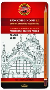 Koh-I-Noor Koh-I-Noor Ołówek grafitowy Graphic 5B-5H Średnie 12 szt - Ołówki - miniaturka - grafika 2