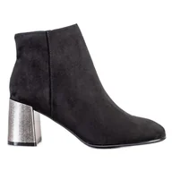 Botki damskie - Goodin Botki Z Odzobnym Obcasem czarne - miniaturka - grafika 1