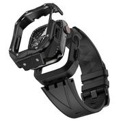 Akcesoria do smartwatchy - Kingxbar CYF140 2w1 pancerne etui Apple Watch SE, 6, 5, 4 (44 mm) ze stali nierdzewnej z paskiem czarne - miniaturka - grafika 1