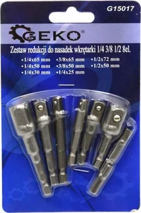 Geko ZESTAW REDUKCJI DO NASADEK WKRĘTARKI 1/4 3/8 1/2 8EL.25/100 G15017 GEKO - Klucze i nasadki - miniaturka - grafika 1