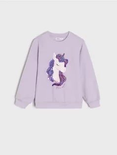 Swetry dla dziewczynek - Sinsay - Bluza z cekinami - fioletowy - grafika 1