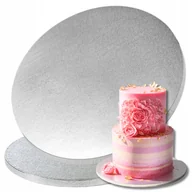 Dodatki do ciast w proszku - Podkład pod tort OKRĄGŁY SREBRNY 45 cm 1,2 cm podstawka Mocny Solidny - miniaturka - grafika 1