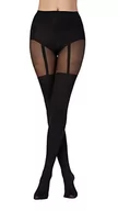 Rajstopy - Pretty Polly Damskie rajstopy Suspender Tights, 40 DEN, czarne (Black Black), One Size (rozmiar producenta: OS) (1 opakowanie), czarny (Black Black) - miniaturka - grafika 1