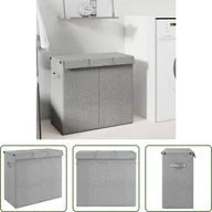 Kosze na bieliznę - The Living Store Składany kosz na pranie szary 64,5x34,5x59 cm imitacja tkaniny lnianej - miniaturka - grafika 1