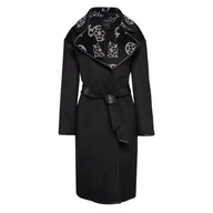 Płaszcze damskie - Damski płaszcz GUESS LUDOVICA LOGO WRAP COAT W3BL18WFQT0-FJ1T – Czarny - miniaturka - grafika 1