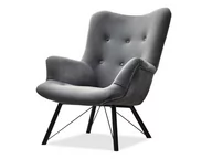 Fotele - Pikowany Fotel Dalton Szary Na Czarnej Metalowej Nodze - miniaturka - grafika 1