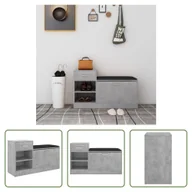 Szafki na buty - The Living Store Ławka na buty betonowa szara 94,5x31x57 cm Materiał drewnopochodny - miniaturka - grafika 1