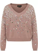 Swetry damskie - aleva Damski sweter z dzianiny 11019451-AL04, szarobrązowy srebrny, XL/XXL, szarobrązowy, srebrny, XL-XXL - miniaturka - grafika 1