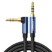 Kable - Ugreen kabel audio AUX wtyczka kątowa minijack 3,5 mm 2m niebieski (AV112) - miniaturka - grafika 1