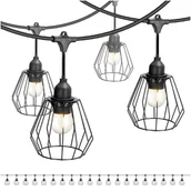 Lampy ogrodowe - ZESTAW CRETE Girlanda ogrodowa 20m + kabel 5m + 20x klosz czarny D1 - miniaturka - grafika 1