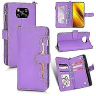 Etui i futerały do telefonów - Dla Xiaomi Poco X3 Nfc / Poco X3 Pro Litchi Texture Zipper Skórzane etui na telefon Fioletowy - miniaturka - grafika 1