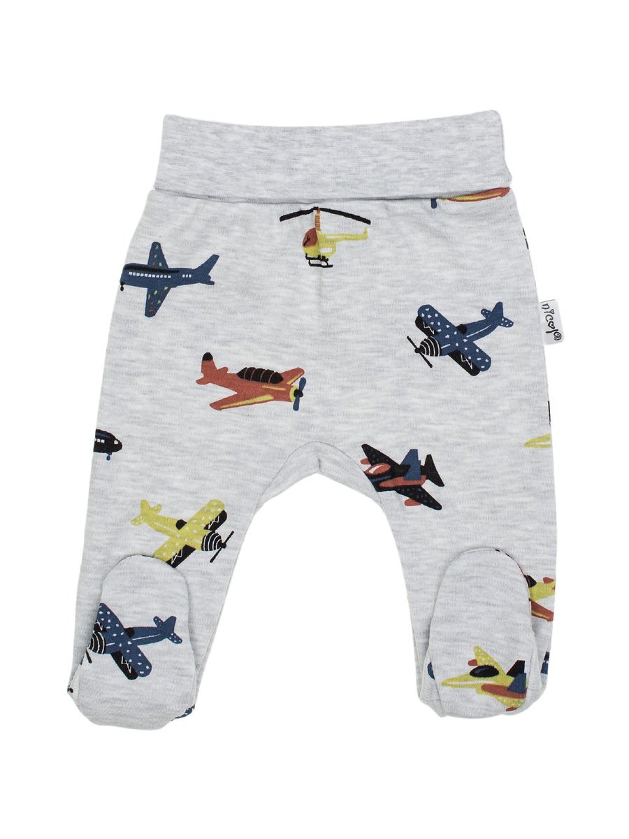 Chłopięcy półśpioch bawełniany samoloty szary Nicol