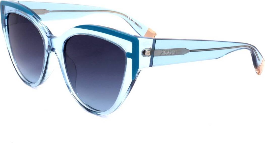 Damskie okulary przeciwsłoneczne Furla SFU694 06N1 SHINY TRANSPARENT AZURE 55/18/140