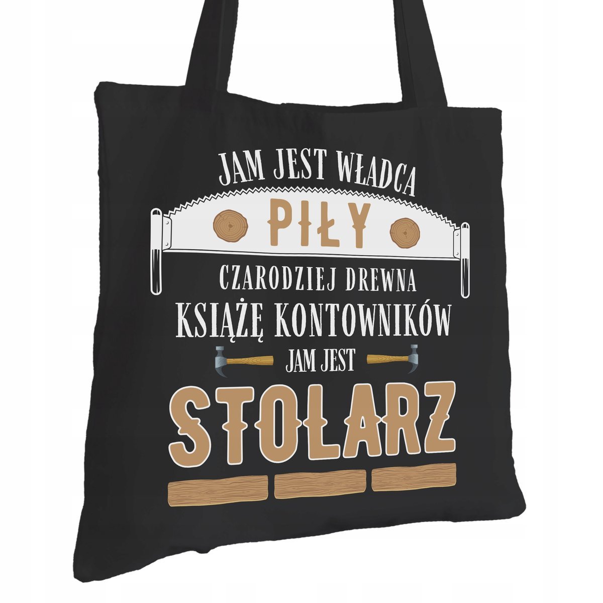 Torba Bawełniana dla Stolarza Czarna Na Prezent ekologiczna Trwały Nadruk