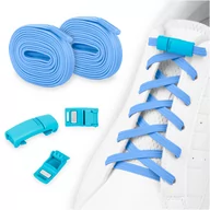 Akcesoria obuwnicze - Sznurówki bez wiązania niebieskie z jasnoniebieską zapinką na magnes 100 cm - miniaturka - grafika 1