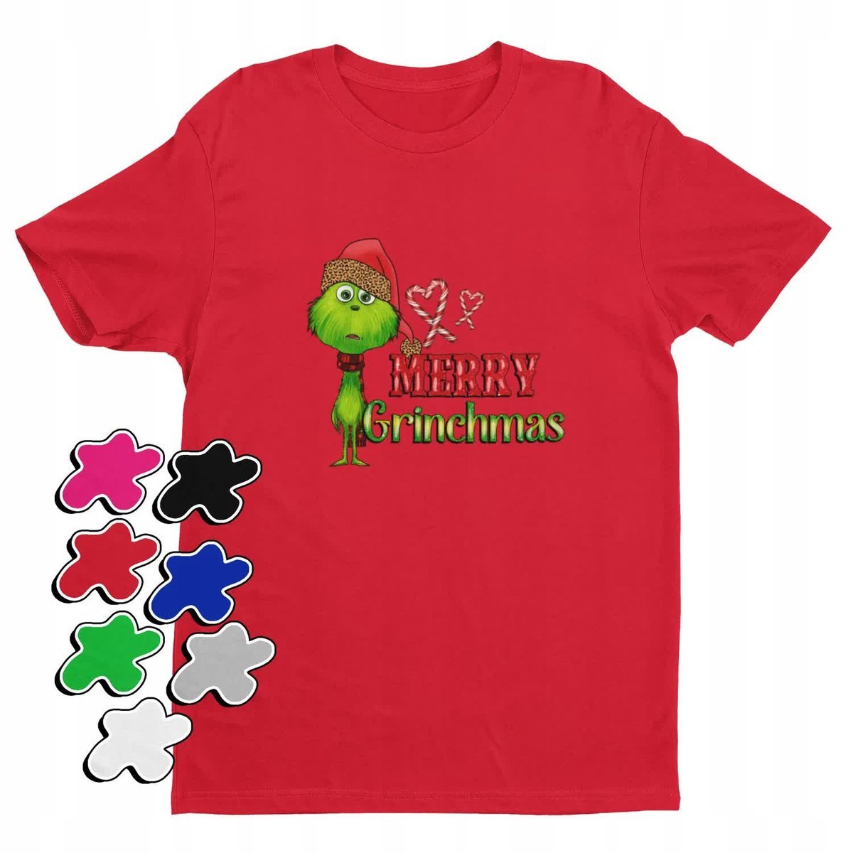 Koszulka T-Shirt Dziecięca Z Nadrukiem Grinch Święta Prezent -M 134-140