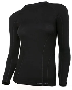 Brubeck Koszulka termoaktywna damska ACTIVE WOOL LS12810 Czarna - Koszulki sportowe damskie - miniaturka - grafika 1