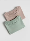 Bluzki dla niemowląt - Reserved - Bawełniany t-shirt 2 pack - beżowy - miniaturka - grafika 1