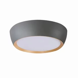 ABRUZZO LAMPA SUFITOWA PLAFON SZARO DREWNIANY 24W LED 40X32 CM KLOSZ BIAŁY - Lampy sufitowe - miniaturka - grafika 1