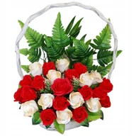 Sztuczne kwiaty - Duży bukiet Kosz z różami mydlanymi Prezent na Wyjątkową Okazję dla Kobiety - miniaturka - grafika 1