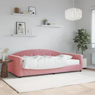 Sofy i kanapy - vidaXL Sofa z materacem do spania, różowa, 100x200 cm, aksamit - miniaturka - grafika 1
