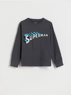 Koszulki dla chłopców - Reserved - Longsleeve Superman - ciemnoszary - miniaturka - grafika 1