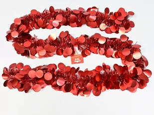 Łańcuch choinkowy girlanda czerwona - 200 x 13 cm - 1 szt. - Ozdoby bożonarodzeniowe - miniaturka - grafika 1