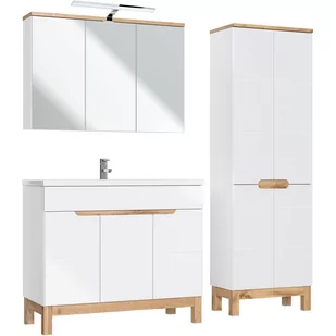 Zestaw Mebli do Łazienki Set 100 cm Bali White Comad Biały Kasai, Biel Alpejska, Dąb Wotan - Meble łazienkowe - miniaturka - grafika 1