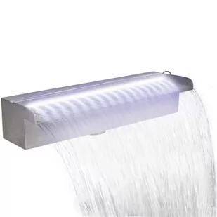 vidaXL vidaXL Fontanna / Wodospad do basenu, LED, stal nierdzewna, prostokątny 45 cm - Fontanny ogrodowe - miniaturka - grafika 1
