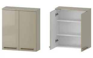 Szafka nad Pralkę RON 60 cm 2D - Cappuccino Wysoki Połysk - Uchwyty Chromowane - Szafki łazienkowe - miniaturka - grafika 1