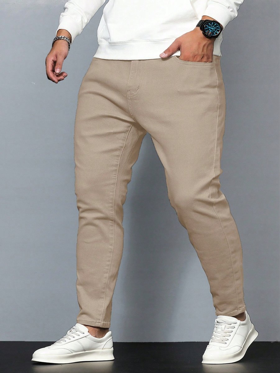 SHEIN BEŻOWE JEANSY MĘSKIE RURKI Z BAWEŁNY ELASTAN NA LATO 4XL 1MA