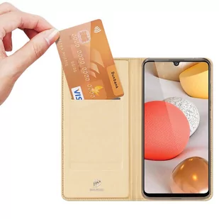 Dux Ducis Skin Pro kabura etui pokrowiec z klapką Samsung Galaxy A42 5G złoty - Etui i futerały do telefonów - miniaturka - grafika 2