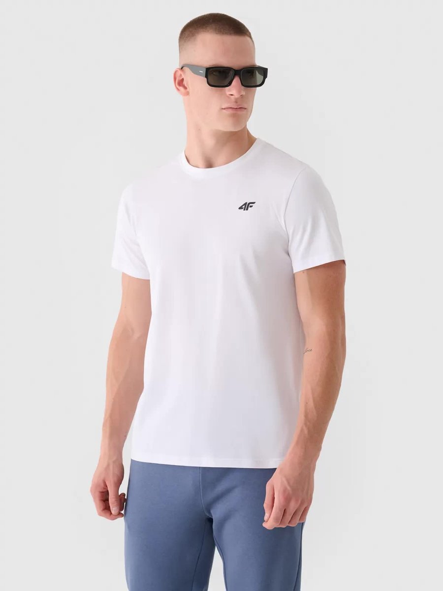 T-shirt męski 100% bawełna 4F 4FWMM00TTSHM2256-10S Biały