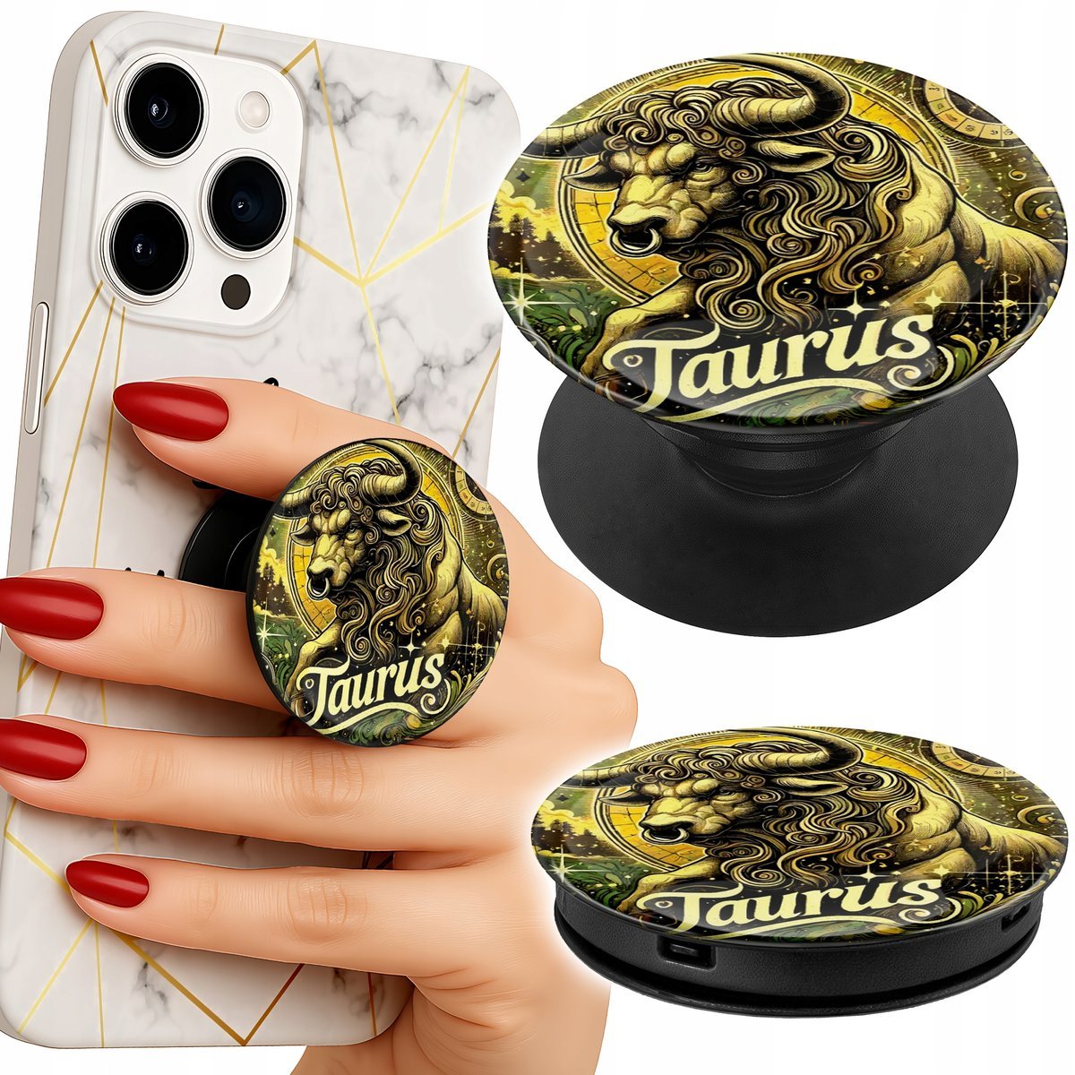 Uchwyt do telefonu Popsocket na palce/stojak ZNAK ZODIAKU, BYK