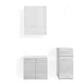 Meble łazienkowe - Vicco Zestaw mebli łazienkowych Fredd, Biały wysoki połysk, 3 części - miniaturka - grafika 1