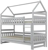 Łóżka dla dzieci i młodzieży - Łóżko piętrowe domek FELIKS 160x80 białe drewniane trzyosobowe KOCOT KIDS - miniaturka - grafika 1