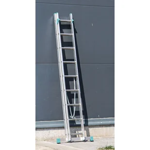ALVE Aluminiowa dwuczęściowa drabina uniwersalna EUROSTYL przystosowana do używania na schodach, 2x9 szczebli, długość 4,28 m 558007 - Drabiny - miniaturka - grafika 1