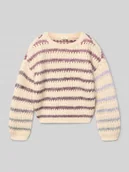 Swetry dla dziewczynek - Sweter z dzianiny o luźnym kroju ze wzorem na całej powierzchni - miniaturka - grafika 1