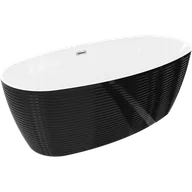 Wanny - Mexen Lira wanna wolnostojąca wzór 170 x 80 cm, biała/czarna, przelew chrom - 52831708075-01 - miniaturka - grafika 1