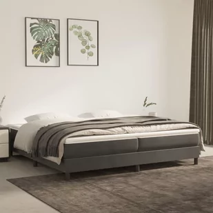 Lumarko Łóżko kontynentalne, ciemnoszare, obite aksamitem, 200x200 cm - Łóżka - miniaturka - grafika 1