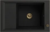 Zlewozmywaki - Zlewozmywak granitowy Kernau KGSM 6078 1B1D Deep Black + Gold Metallic - miniaturka - grafika 1