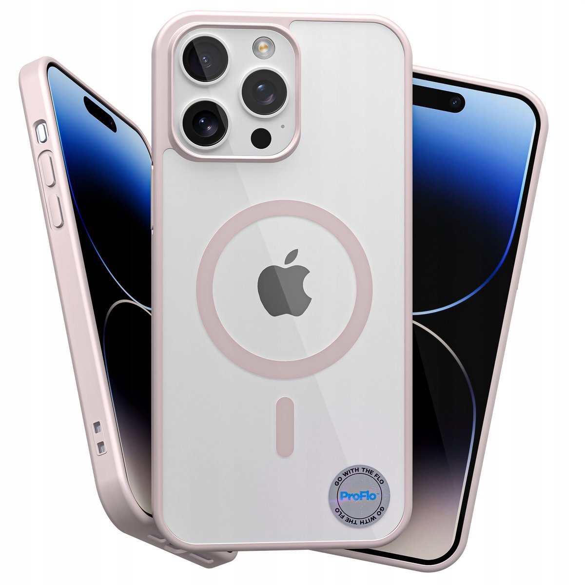 Etui do iPhone 14 Pro MagSafe Przezroczyste Pudrowy Róż Silikonowe Case