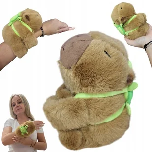 Maskotka Kapibara z Żółwiem Plecakiem PLUSZAK ZABAWKA OPASKA NA RĘKĘ 15 cm - Maskotki i pluszaki - miniaturka - grafika 1