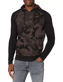 Bluzy męskie - Urban Classics Męska bluza z kapturem Camo Contrast Raglan Hoody z kapturem, wielokolorowy (Dark Camo/Black 1058), S - grafika 1