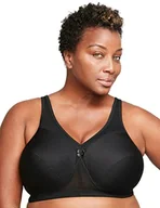 Biustonosze - Glamorise Damski biustonosz sportowy MagicLift Active Support Bra bez fiszbin #1005, Czarny, 110F - miniaturka - grafika 1