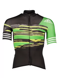 Koszulki sportowe męskie - Adidas Koszulka kolarska "Adistar 5thldn" w kolorze zielono-czarnym - grafika 1